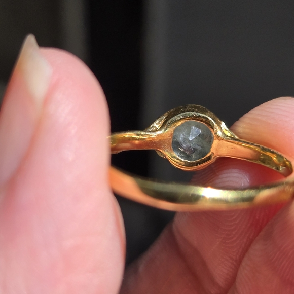 Aquamarine 1k 24k gold ring sz7.5 - Picture 5 of 11
